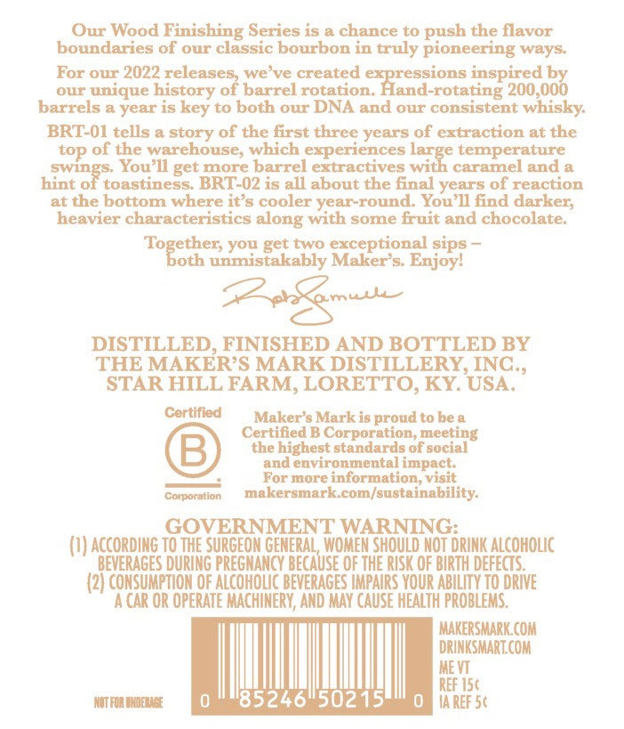Maker's Mark 2022 Wood Finishing Series BRT-01 and BRT-02