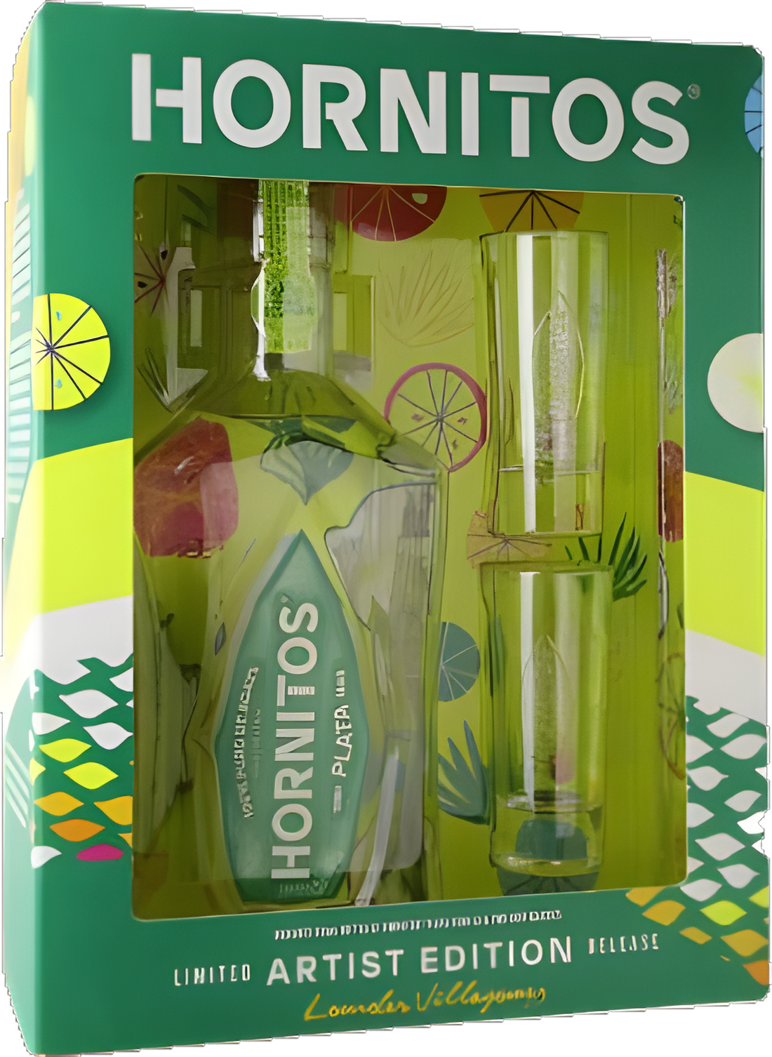Hornitos Plata Tequila Gift Set with 2 Shot Glasses 750ml