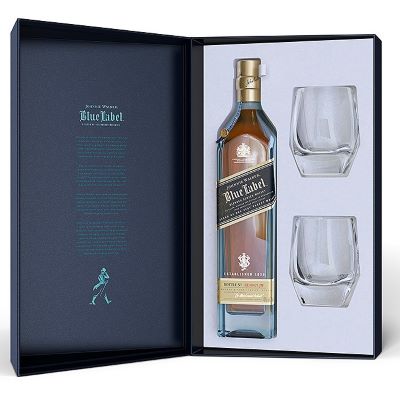 Johnnie Walker Blue with 2 Crystal Glasses 750ml